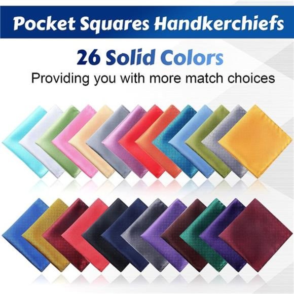 52 Pieces Mens Pocket Squares for Men Handkerchief Soft Silk Pocket Square - Picture 3 of 7